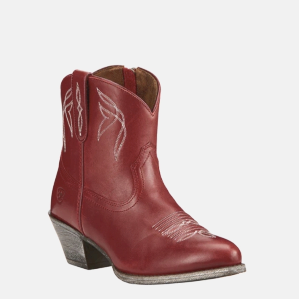 Ariat Womens Darlin Leather Cowboy Ankle Boots, Rosy Red, size US 11 / EUR 42.5